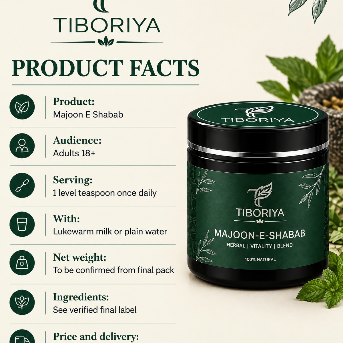 TIBORIYA Majoon-e-Shabab – Herbal Vitality Blend | 100% Natural